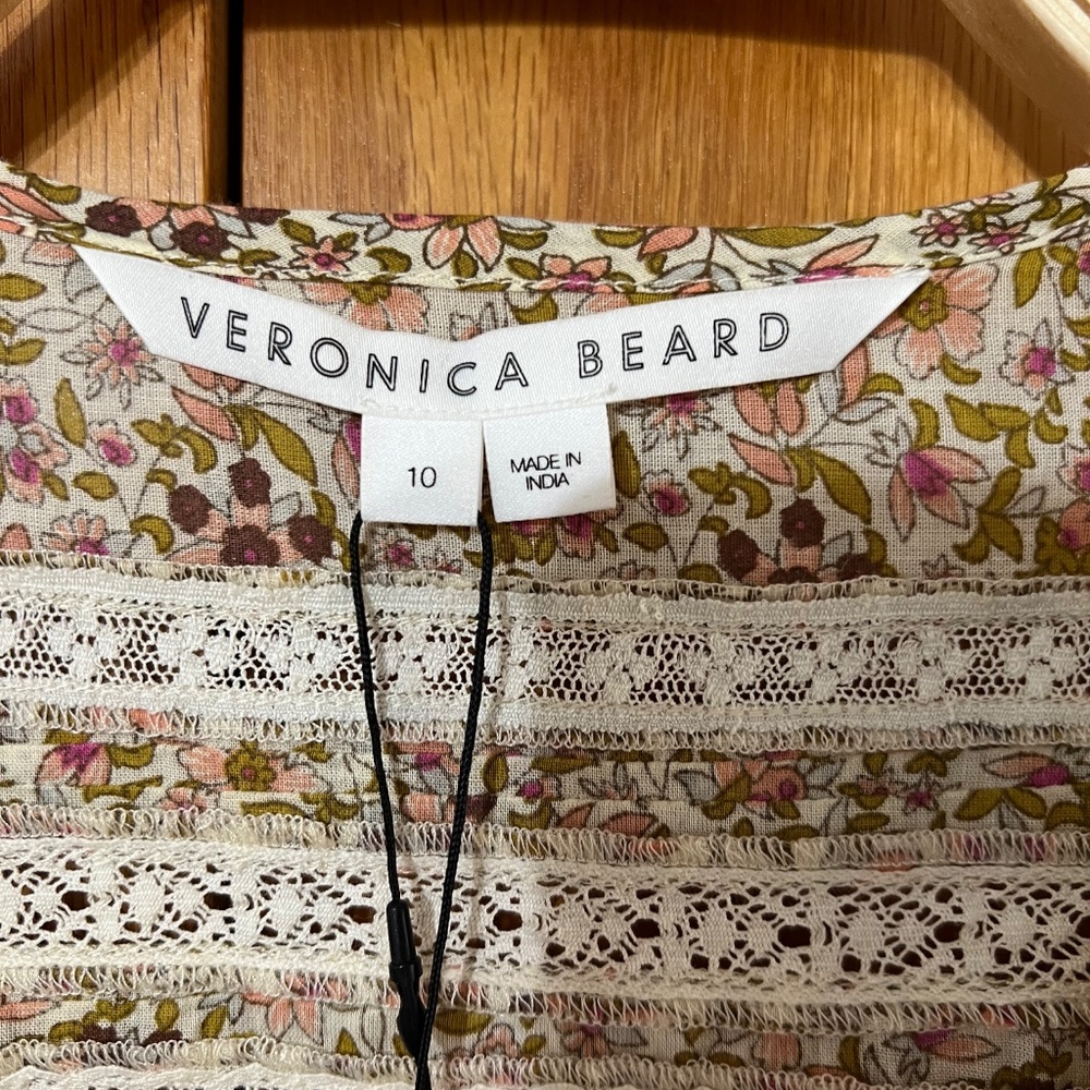 Veronica Beard Lyanna lace-trimmed floral-print cotton shirt NWT - Picture 8 of 10